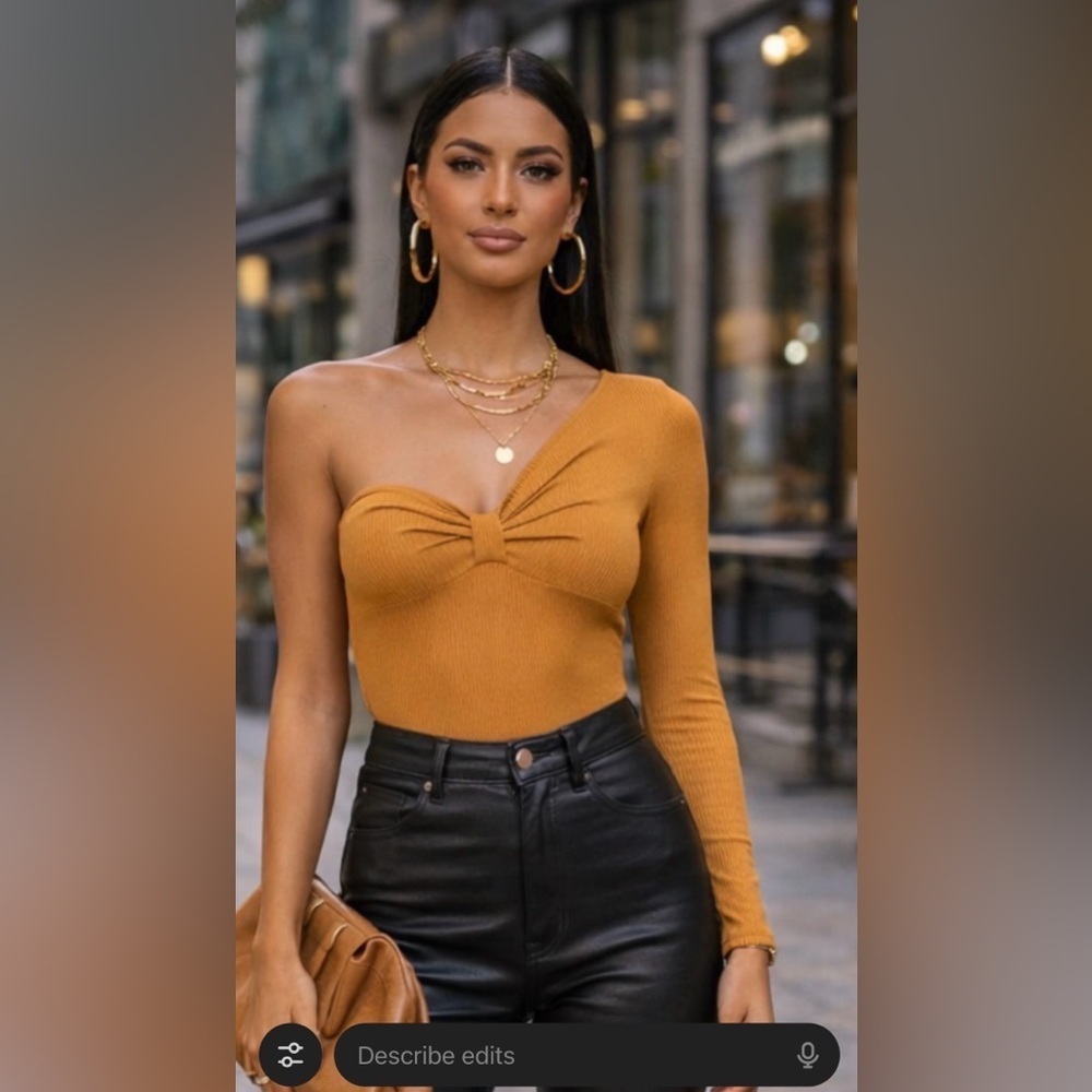 Lush one shoulder ribbed bodysuit